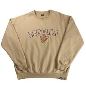 Milk Mocha Bear Crewneck Sweatshirt Embroidered Pullover Tan Unisex 2XL